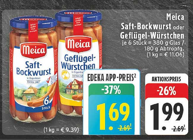 Meica Saft-Bockwurst oder Geflügel-Würstchen je 6 Stück