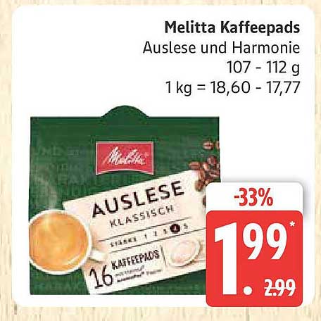 Melitta Kaffee-Pads Auslese und Harmonie 16 Stück