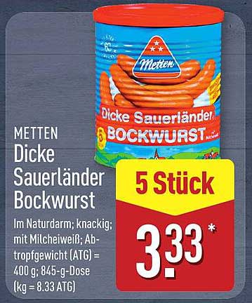 Metten Dicke Sauerländer Bockwurst - 5 Stück