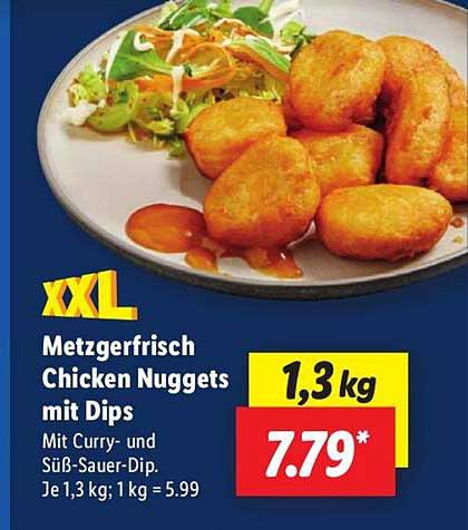Metzgerfrisch Chicken Nuggets mit Dips XXL 1,3 kg