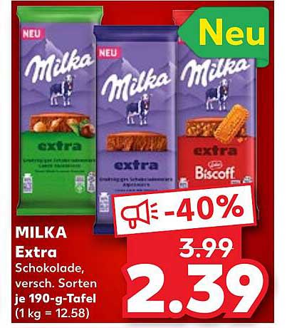 MILKA Extra Schokolade, versch. Sorten