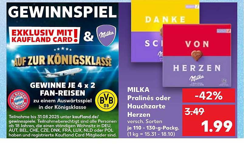 MILKA Pralines oder Hauzarte Herzen