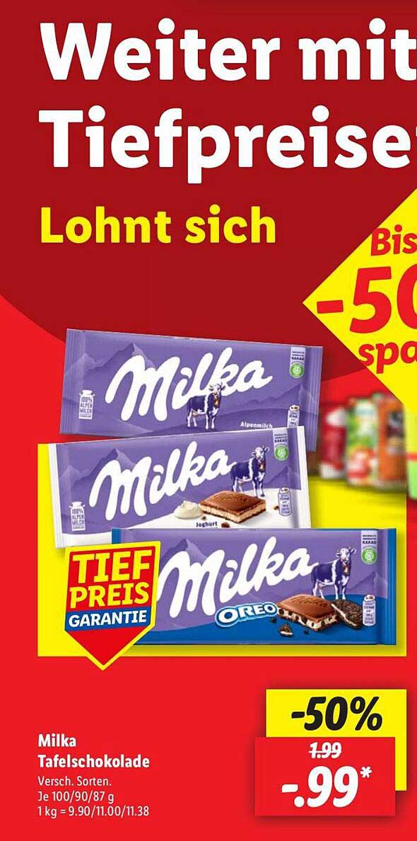 Milka Tafelschokolade - Jetzt zum Tiefpreis!