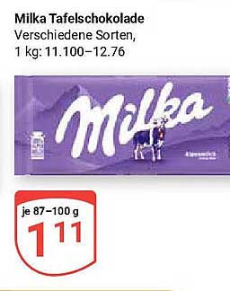 Milka Tafelschokolade - Verschiedene Sorten, 1 kg: 11.100–12.76