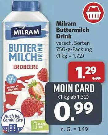 Milram Buttermilch Drink - Erdbeer 750 g Packung