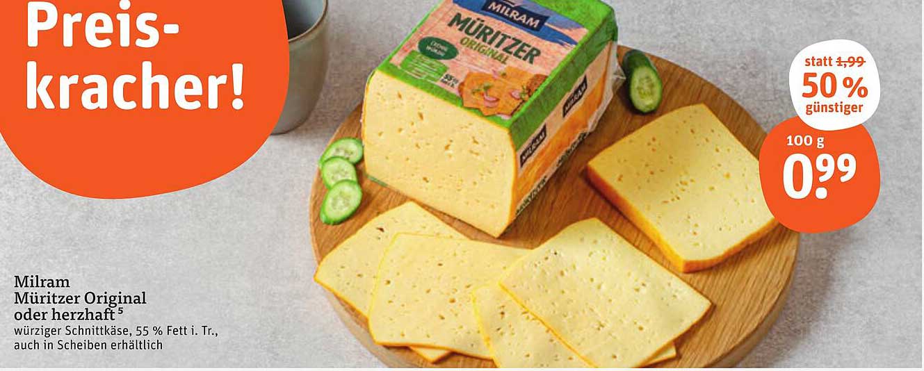 Milram Müritzer Original oder herzhaft – würziger Schnittkäse