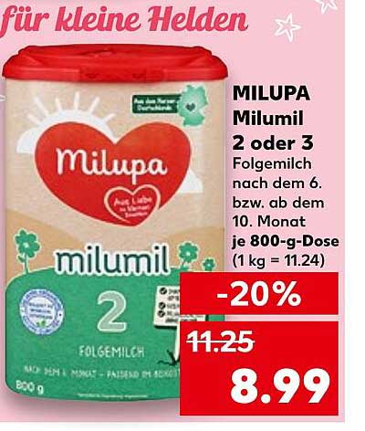 MILUPA Milumil 2 oder 3 Folgemilch nach dem 6. bzw. ab dem 10. Monat 800-g-Dose