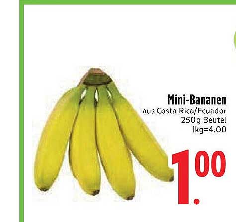 Mini-Bananen aus Costa Rica/Ecuador 250g Beutel