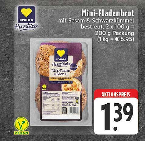 Mini-Fladenbrot mit Sesam & Schwarzkümmel, 200 g