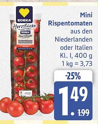 Mini Rispentomaten aus den Niederlanden oder Italien, 400 g