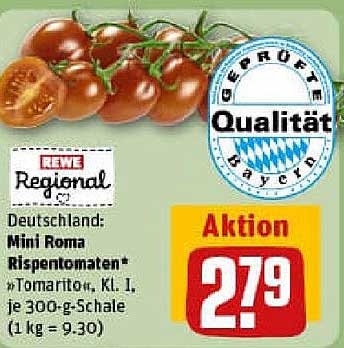 Mini Roma Rispentomaten, 300-g-Schale – Aktion