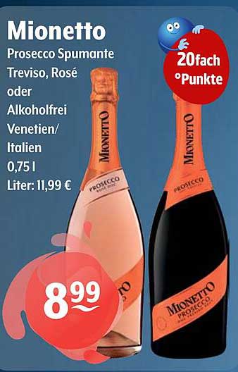 Mionetto Prosecco Spumante Treviso, Rosé oder Alkoholfrei, 0,75 l