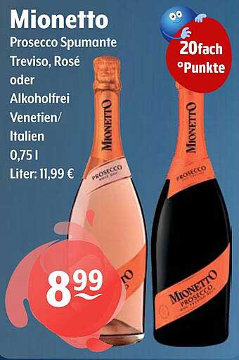 Mionetto Prosecco Spumante Treviso, Rosé oder Alkoholfrei