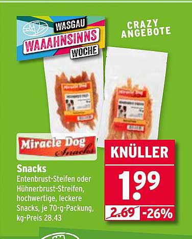 Miracle Dog Snacks – Entenbrust-Steifen oder Hühnerbrust-Streifen