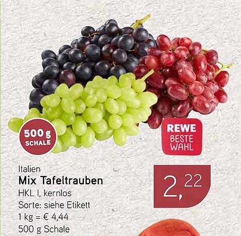 Mix Tafeltrauben 500 g Schale - Rewe Beste Wahl