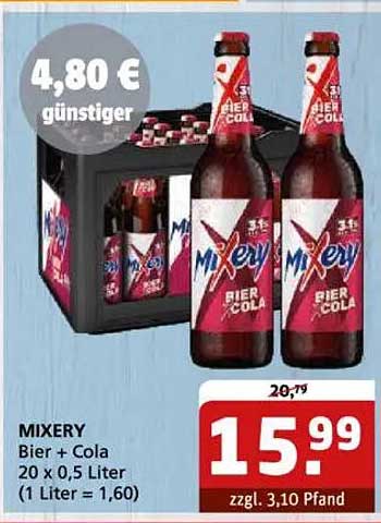 MIXERY Bier + Cola 20 x 0,5 Liter für nur 15,99 €