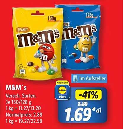 M&M's Verschiedene Sorten 150/128 g