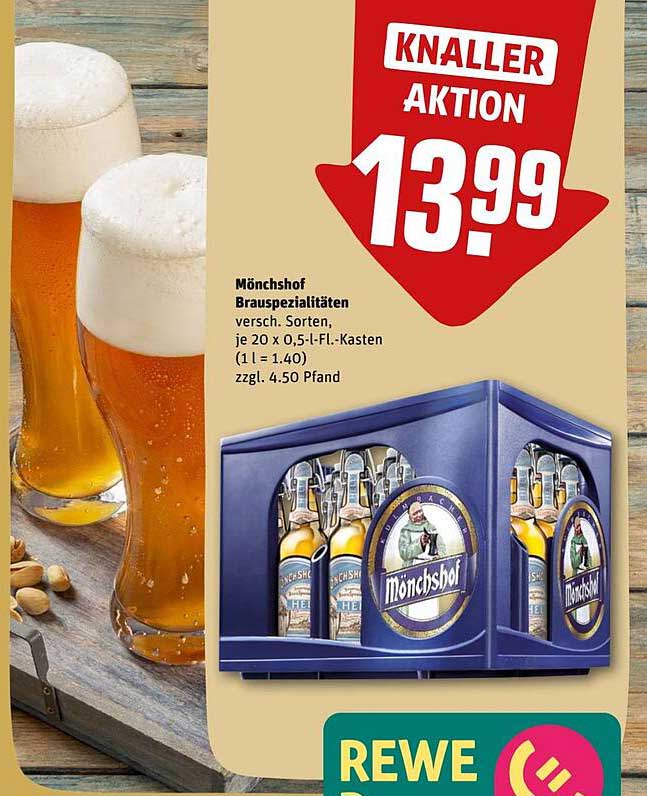 Mönchshof Brauspezialitäten – Verschiedene Sorten im Kasten