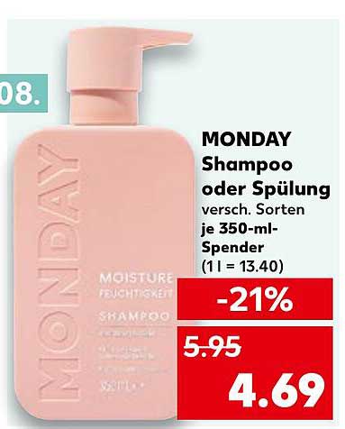 MONDAY Shampoo oder Spülung 350 ml - 21% Rabatt