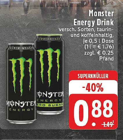 Monster Energy Drink – Verschiedene Sorten, 0,5L Dose