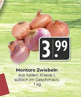 Montoro Zwiebeln aus Italien, Klasse I, süßlich im Geschmack, 1 kg