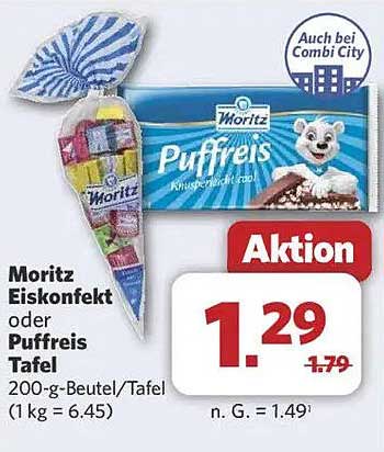 Moritz Eiskonfekt oder Puffreis Tafel 200-g-Beutel/Tafel