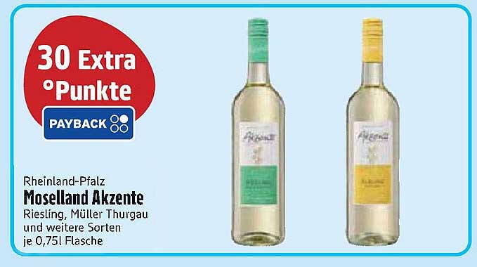 Moselland Akzente Riesling, Müller Thurgau und weitere Sorten je 0,751 Flasche