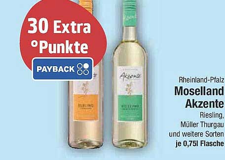 Moselland Akzente Weißwein 0,75l Flasche - Riesling, Müller Thurgau und weitere Sorten
