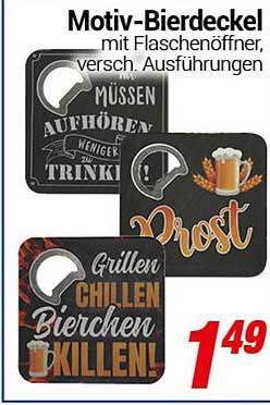 Motiv-Bierdeckel mit Flaschenöffner, verschiedene Ausführungen