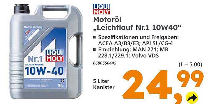 Motoröl „Leichtlauf Nr.1 10W40“ – 5 Liter Kanister
