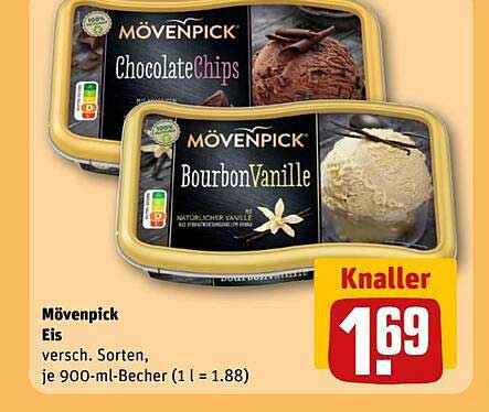 Mövenpick Eis - verschiedene Sorten, je 900-ml-Becher