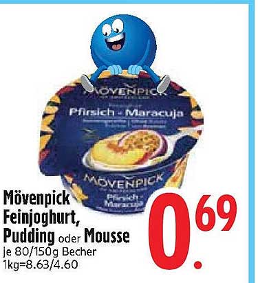 Mövenpick Feinjoghurt, Pudding oder Mousse 80/150g Becher - Pfirsich-Maracuja