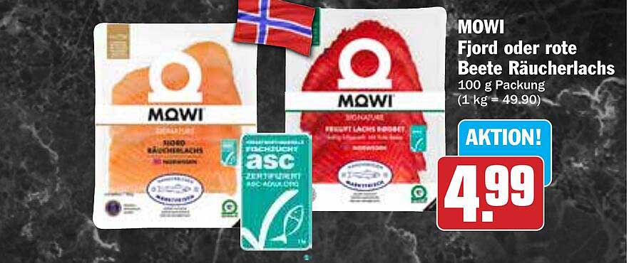 MOWI Fjord oder rote Beete Räucherlachs 100 g Packung