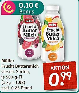 Müller Frucht Buttermilch - verschiedene Sorten