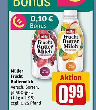 Müller Frucht Buttermilch - verschiedene Sorten