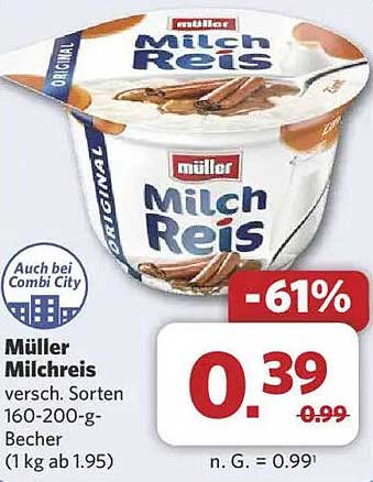 Müller Milchreis versch. Sorten 160-200-g Becher