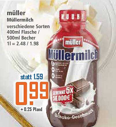 Müller Müller Milch - Verschiedene Sorten 400ml Flasche