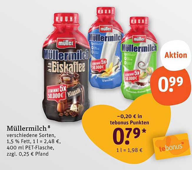 Müllermilch – verschiedene Sorten zum Aktionspreis