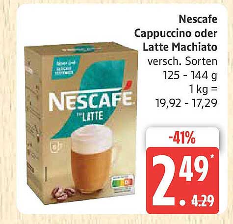 Nescafe Cappuccino oder Latte Macchiato, verschiedene Sorten