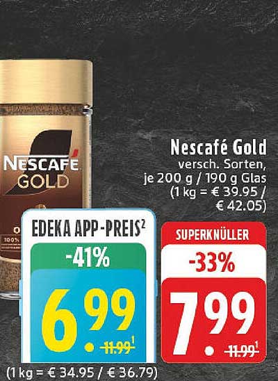 Nescafé Gold verschiedene Sorten, je 200 g / 190 g Glas