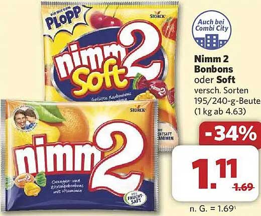 Nimm 2 Bonbons oder Soft - verschiedene Sorten
