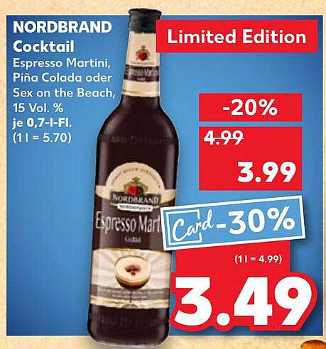 NORDBRAND Cocktail - Limited Edition: Espresso Martini, Piña Colada oder Sex on the Beach