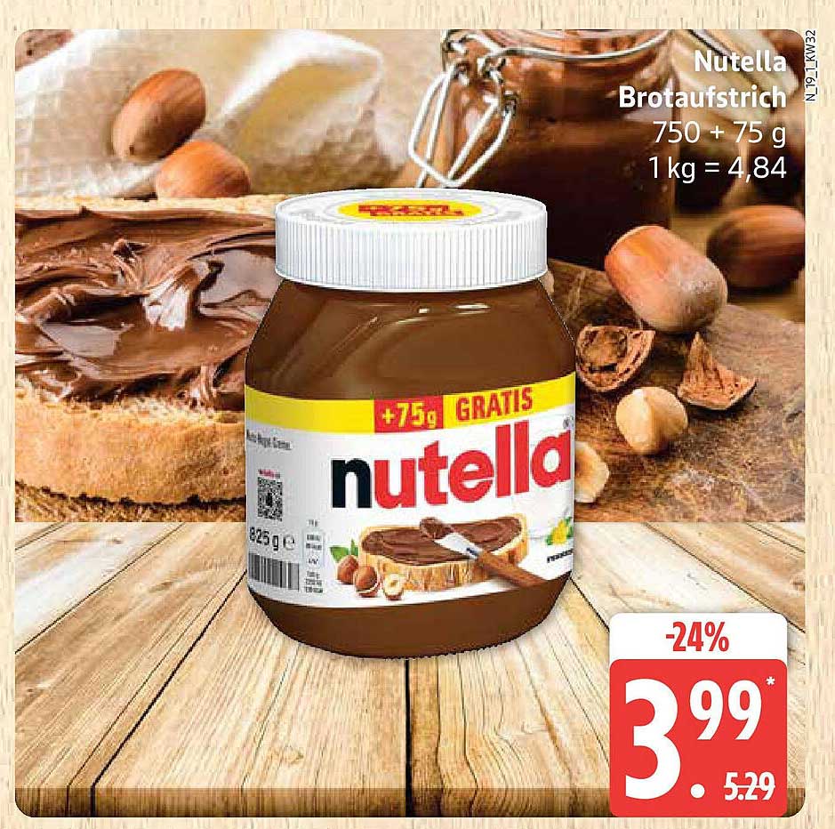 Nutella Brotaufstrich 750 g + 75 g GRATIS