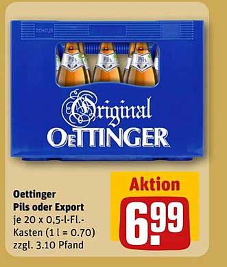Oettinger Pils oder Export – Kasten à 20 x 0,5 l