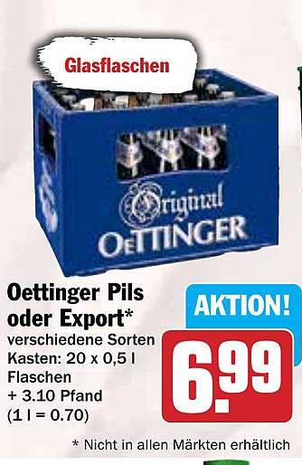 Oettinger Pils oder Export – Kasten mit 20 x 0,5 l Glasflaschen
