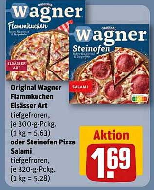 Original Wagner Flammkuchen Elsässer Art oder Steinofen Pizza Salami
