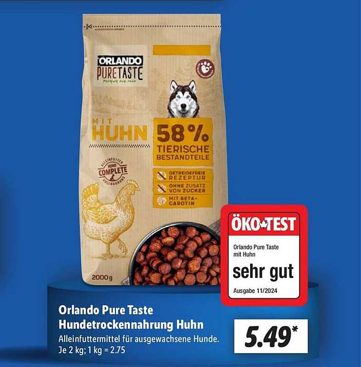 Orlando Pure Taste Hundenahrung mit Huhn 2kg