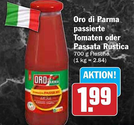 Oro di Parma passierte Tomaten oder Passata Rustica 700 g Flasche
