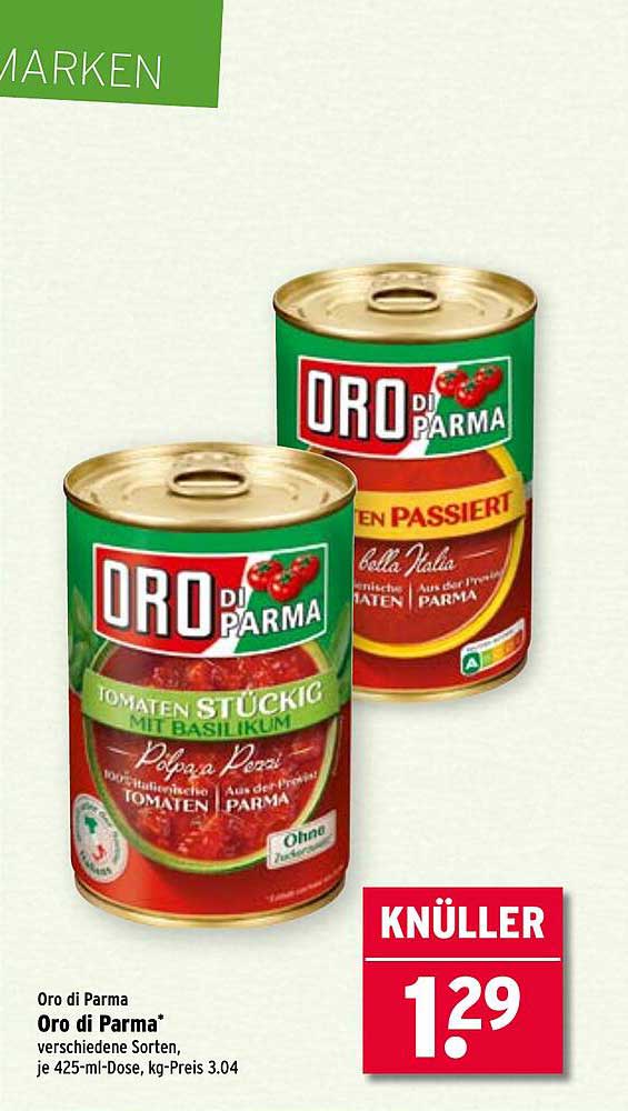 Oro di Parma - Tomatenstückig mit Basilikum 425 ml