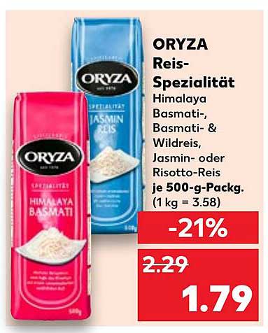 ORYZA Reis-Spezialität Himalaya Basmati-, Basmati- & Wildreis, Jasmin- oder Risotto-Reis je 500-g-Pack.